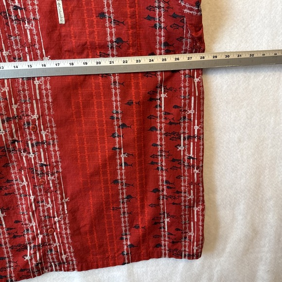 Columbia PFG Vented Red Fish Print Button Up Short Sleeve Shirt Mens XXL Outdoor - Picture 6 of 11